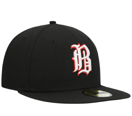 BIRMINGHAM BARONS FITTED NEW ERA 59FIFTY HOME BLACK HAT CAP BLACK UV