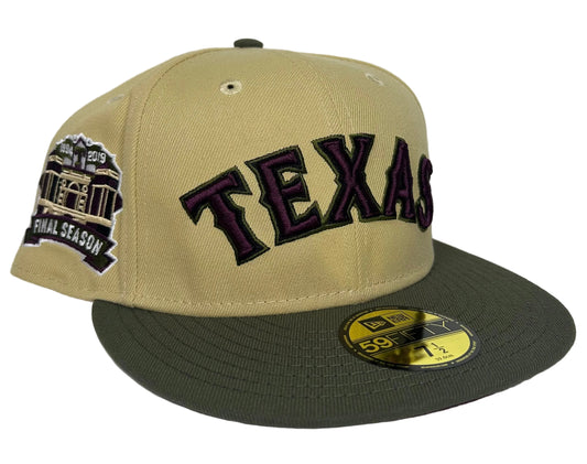 New Era 59FIFTY Texas Rangers fitted cap features a distinctive "Final Season" side patch celebrating the team's time at their former stadium.
