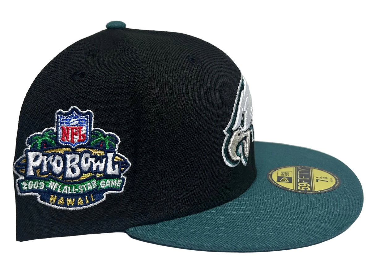 New Era 59FIFTY fitted Philadelphia Eagles hat featuring a 2003 Pro Bowl side patch.