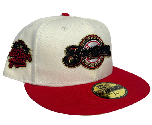 New Era Milwaukee Brewers All-Star Game 59FIFTY fitted hat with a red brim.