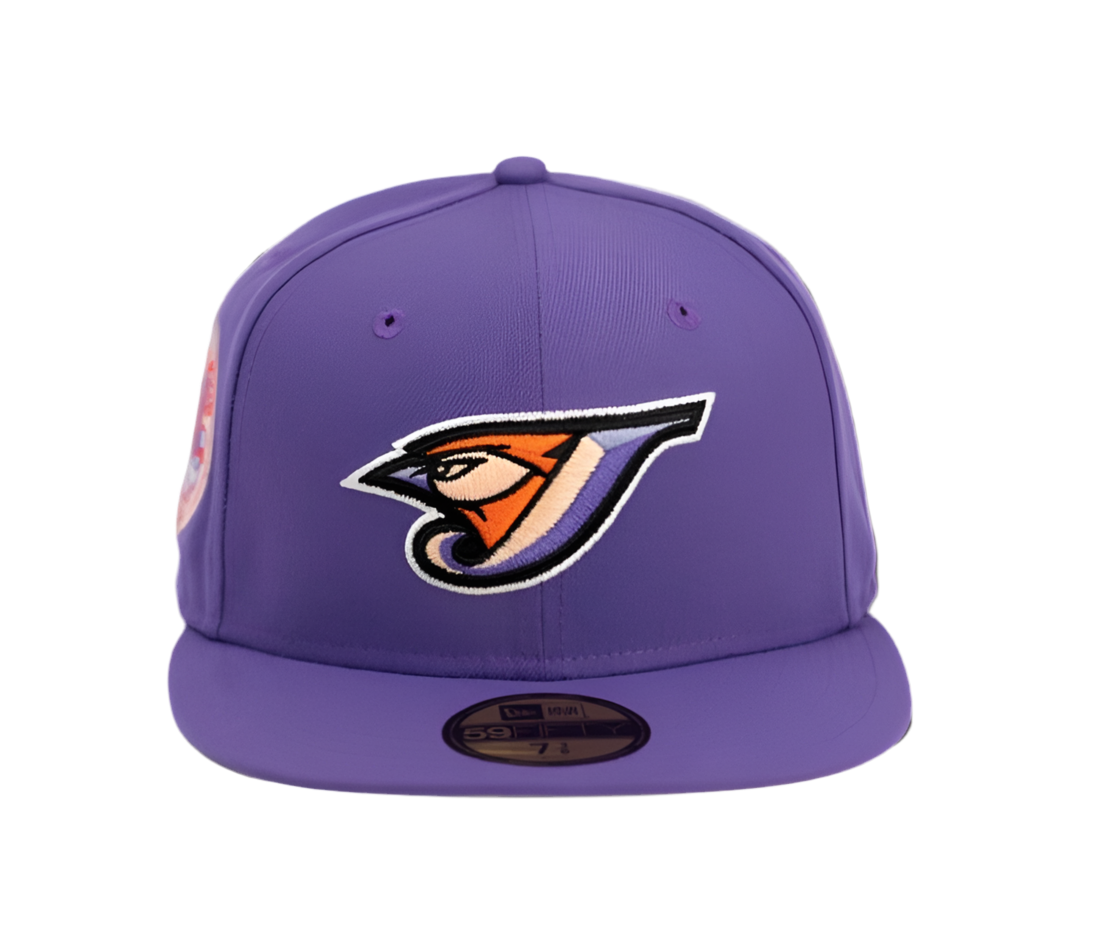New Era 59fifty Blue Jays Purple & Orange W/ Gray UV.