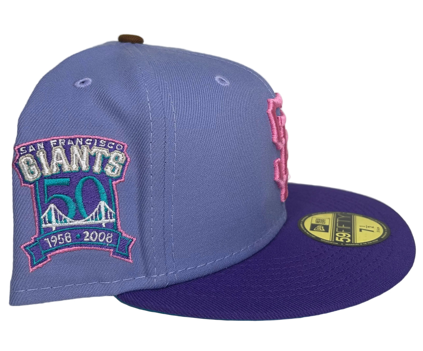 Lavender & purple New Era San Francisco 59Fifty fitted hat features logo & a 50th-anniversary side patch.
