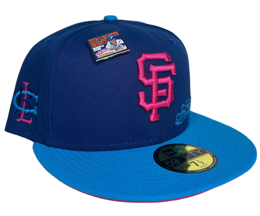 San Francisco Giants New Era Blue/Light Blue MLB x Big League Chew Big Rally Blue Raspberry Flavor Pack 59FIFTY Fitted Hat.