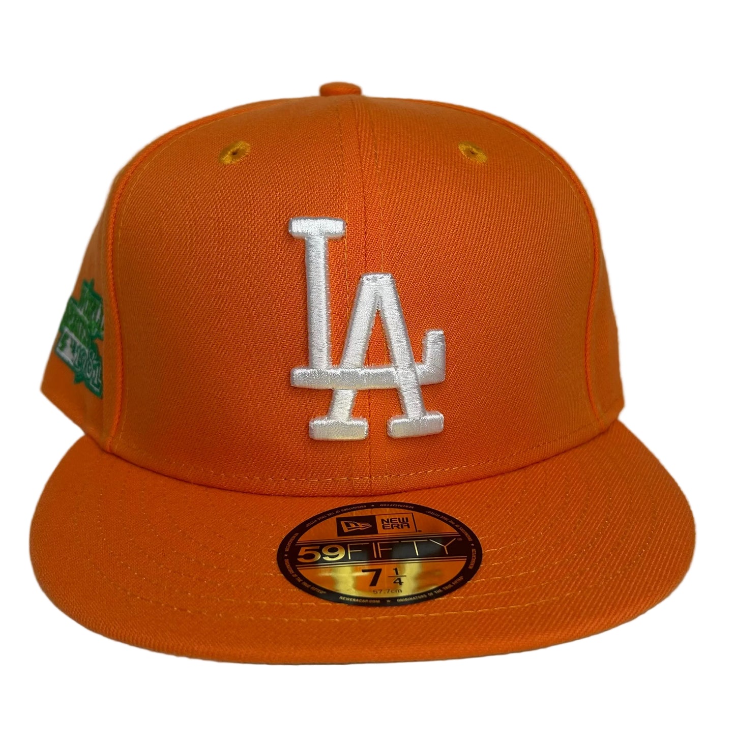 DODGERS NEW ERA FITTED 59FIFTY 1981 WS ORANGE HAT GREEN UV.