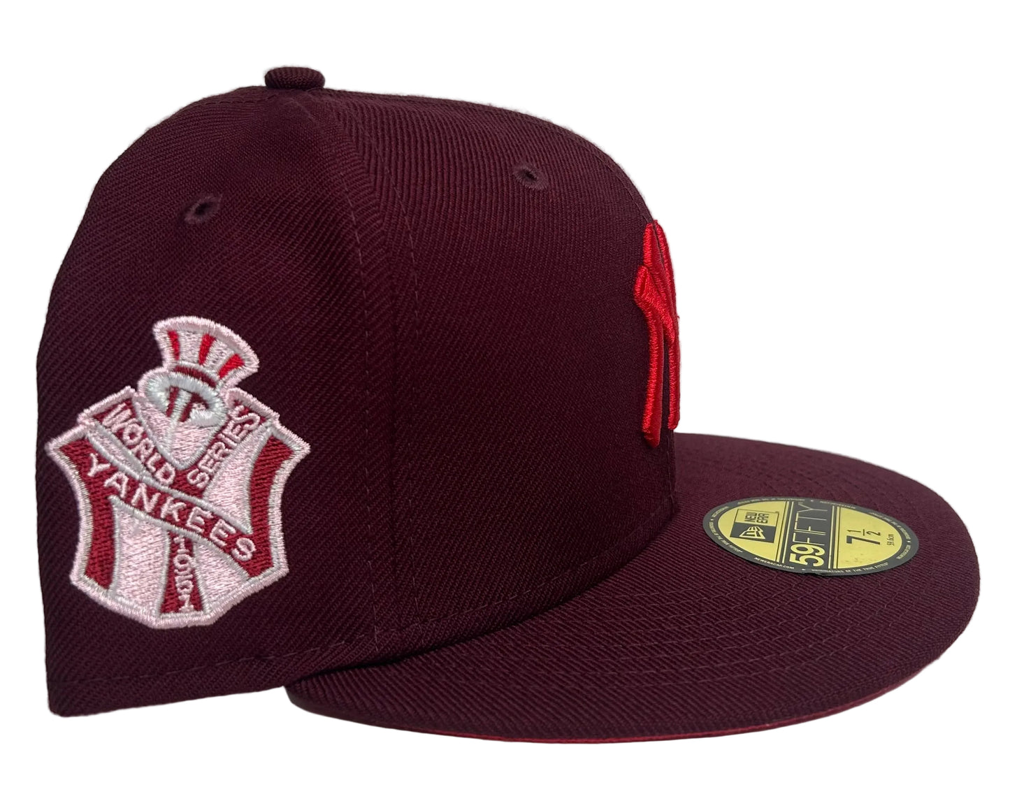 New Era 59FIFTY New York Yankees “Sweethearts”fitted hat featuring a vibrant red "NY" logo and a special World Series side patch.