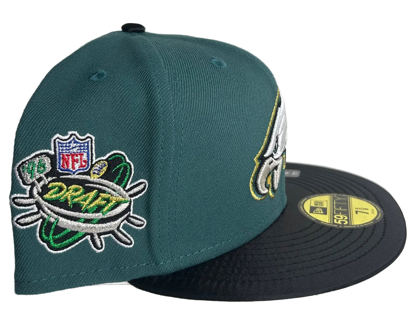 Philadelphia Eagles New Era 59FIFTY fitted hat featuring a special 1996 Draft side patch.