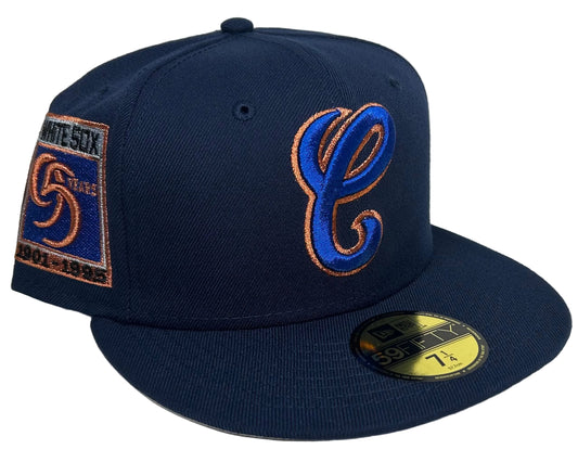Navy & Copper Chicago White Sox New Era 59FIFTY fitted hat features a stylized "C" logo and a 95th-anniversary side patch.