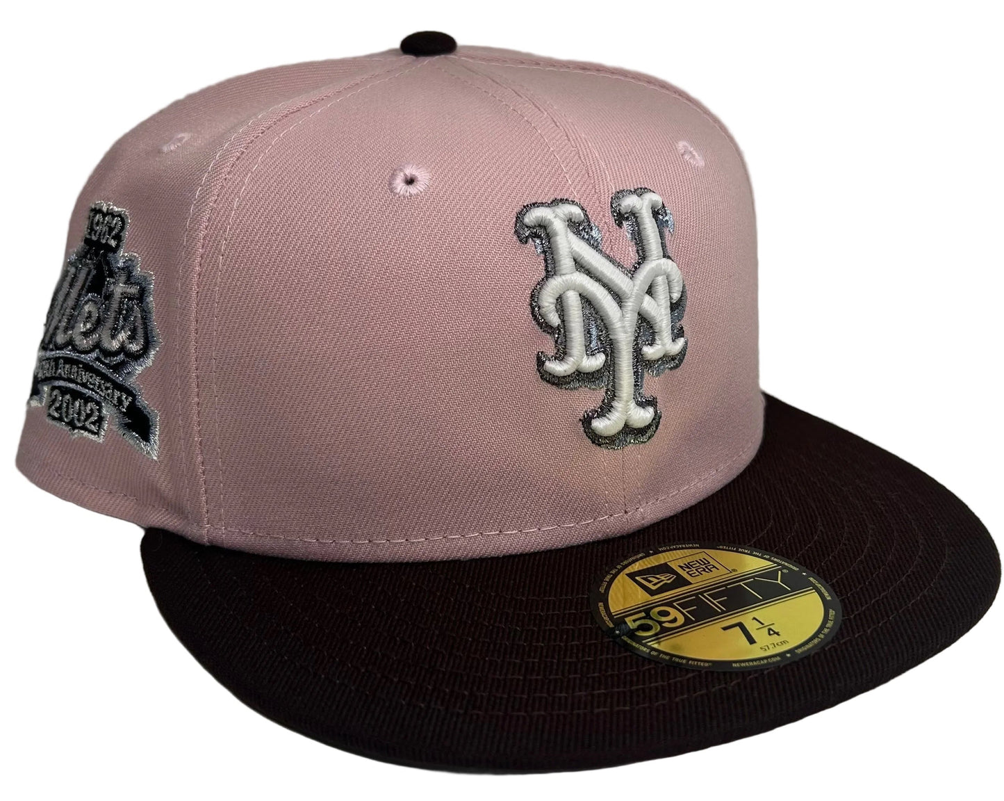 Pink Rogue New York Mets Brown Visor Gray Bottom 40th Anniversary Side Patch New Era 59Fifty Fitted.