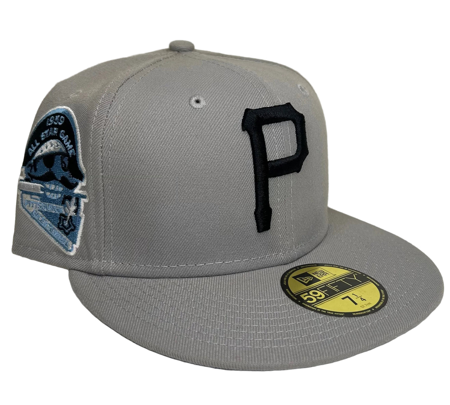 Pittsburgh Pirates New Era Gray 1959 MLB All-Star Game Cooperstown Collection Sky Blue Undervisor 59FIFTY Fitted Hat.