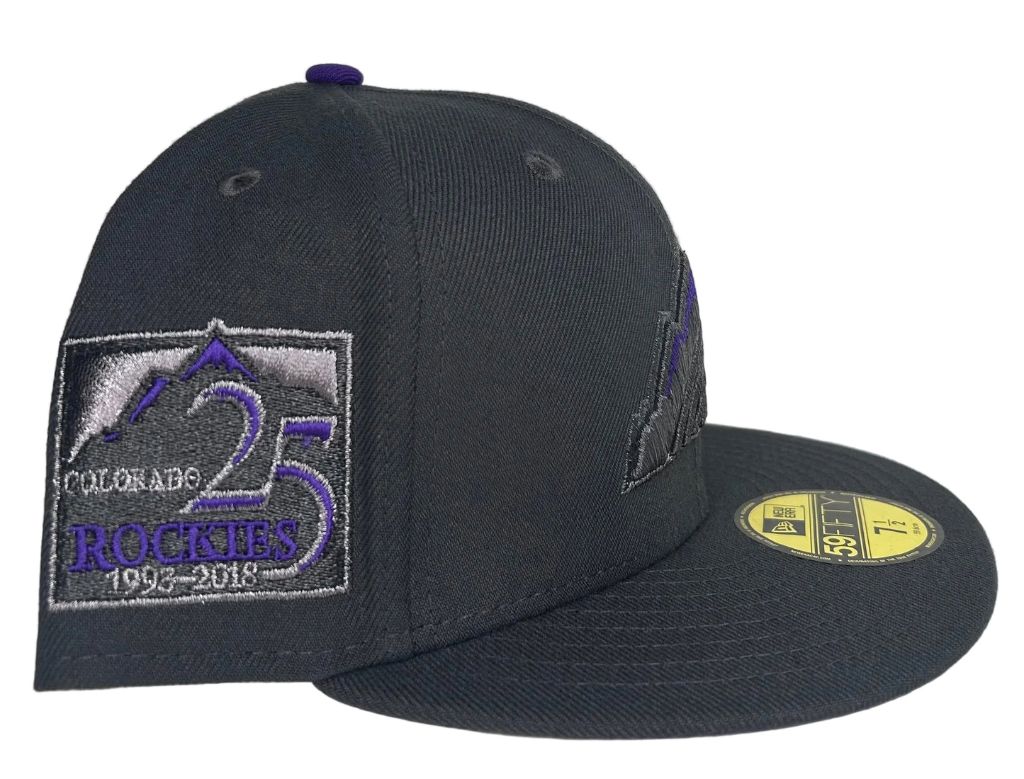 New Era 59FIFTY Colorado Rockies fitted hat, featuring a 25th-anniversary side patch