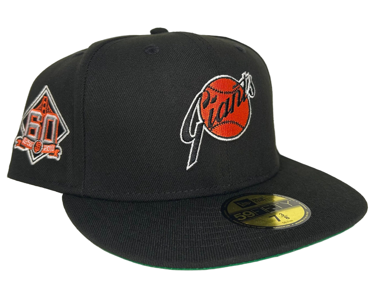 NEW ERA SAN FRANCISCO GIANTS 60TH ANNIVERSARY BLACK THROWBACK EDITION 59FIFTY FITTED HAT.