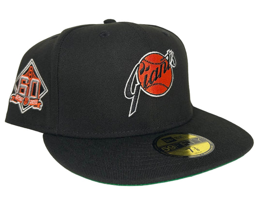 NEW ERA SAN FRANCISCO GIANTS 60TH ANNIVERSARY BLACK THROWBACK EDITION 59FIFTY FITTED HAT.