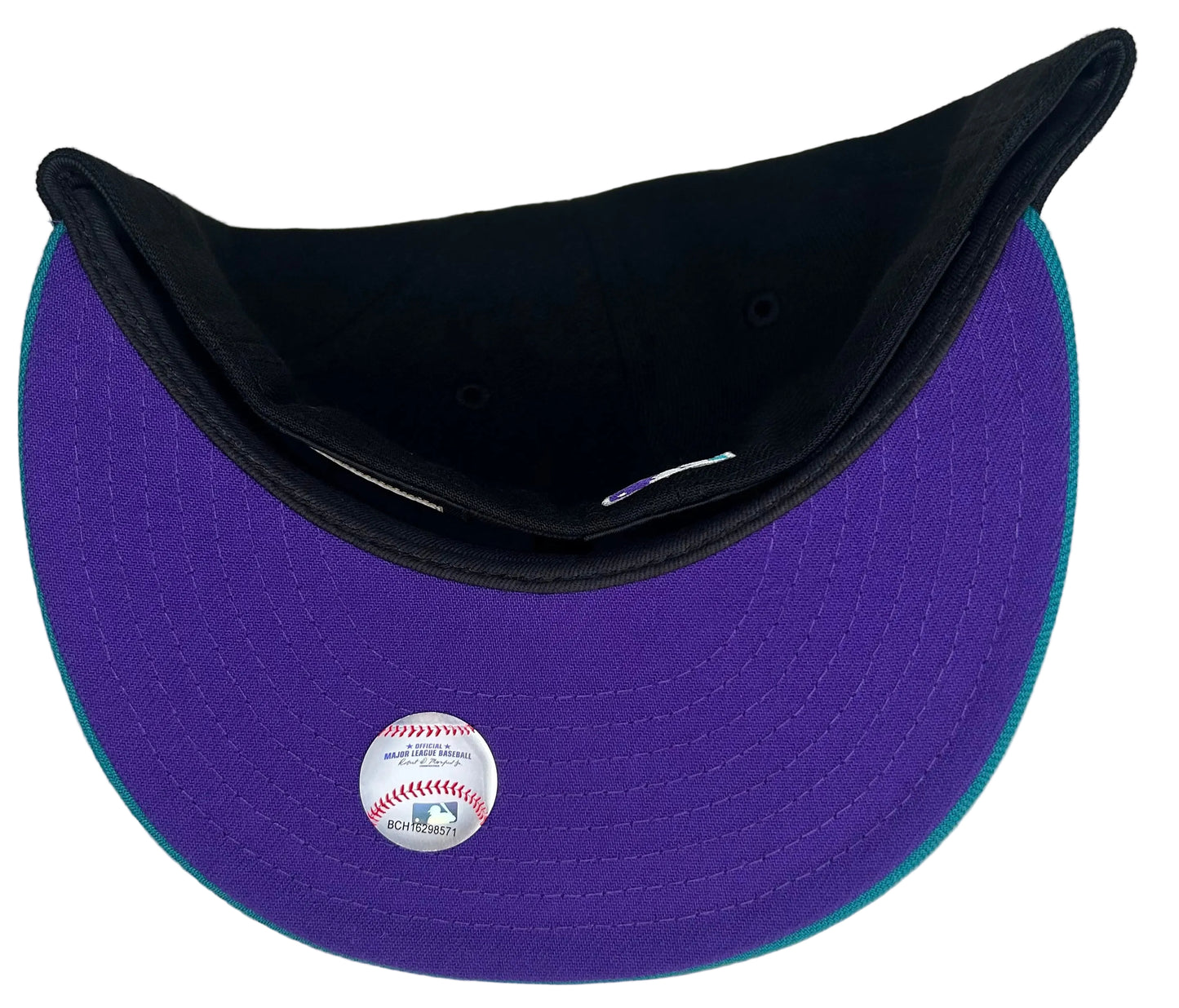New Era 59FIFTY Arizona Diamondbacks fitted hat featuring a teal brim and a Copper snake "D" logo W/ a Purple UV.