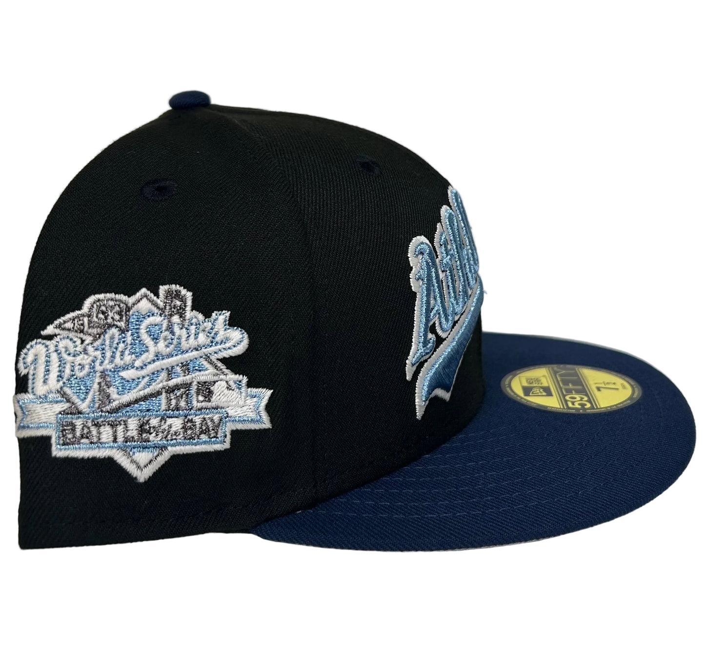 NEW ERA "SAV SCRIPT" OAKLAND ATHLETICS FITTED HAT (OCEANSIDE/BLACK).
