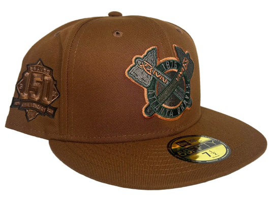New Era Atlanta Braves 59Fifty fitted hat featuring a 150th Anniversary side patch.