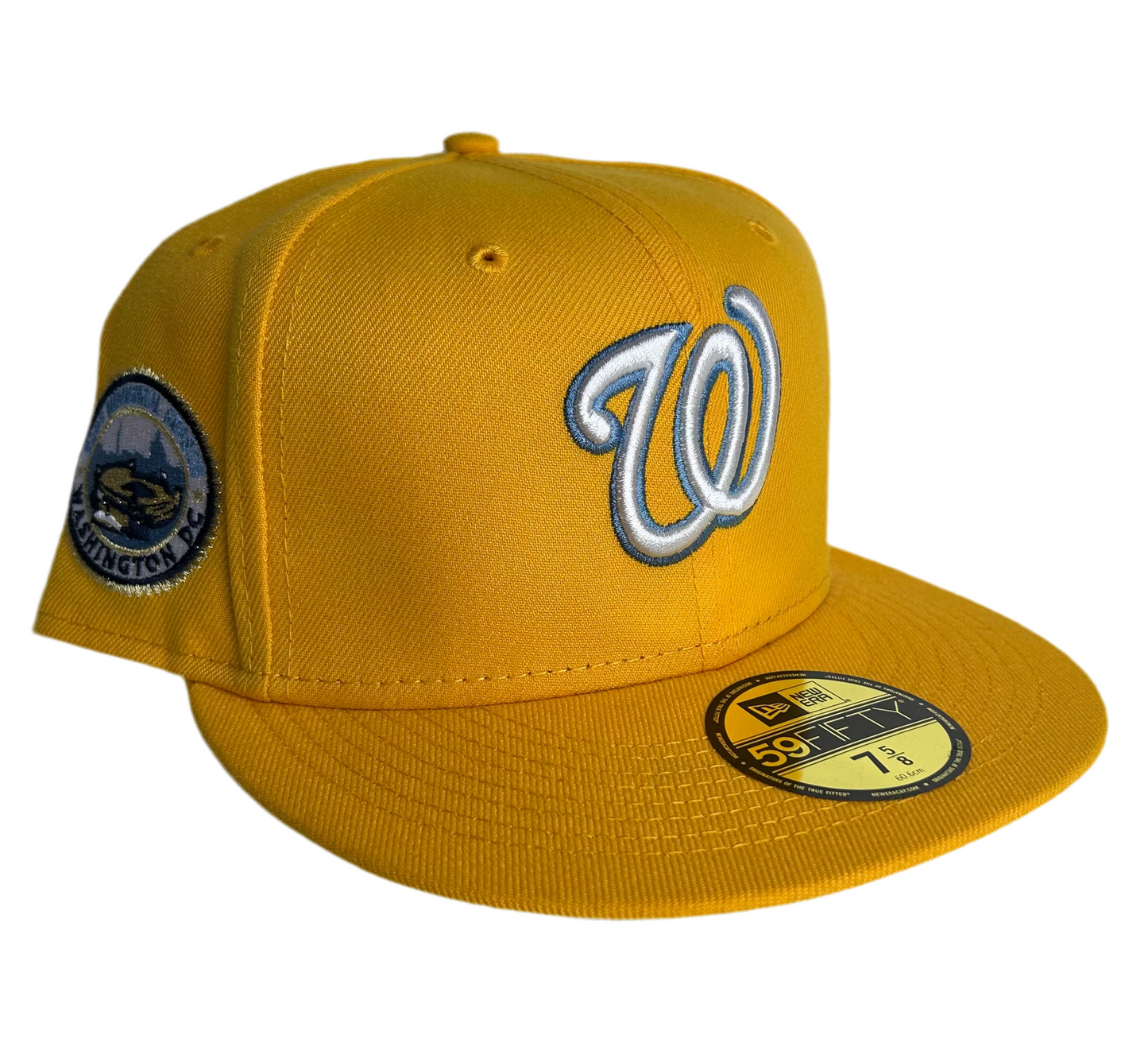 New Era 59FIFTY Washington Nationals “Icy lemonade” W/ a 2008 Inaugural Season side Patch fitted hat in yellow & Icy Blue UV.