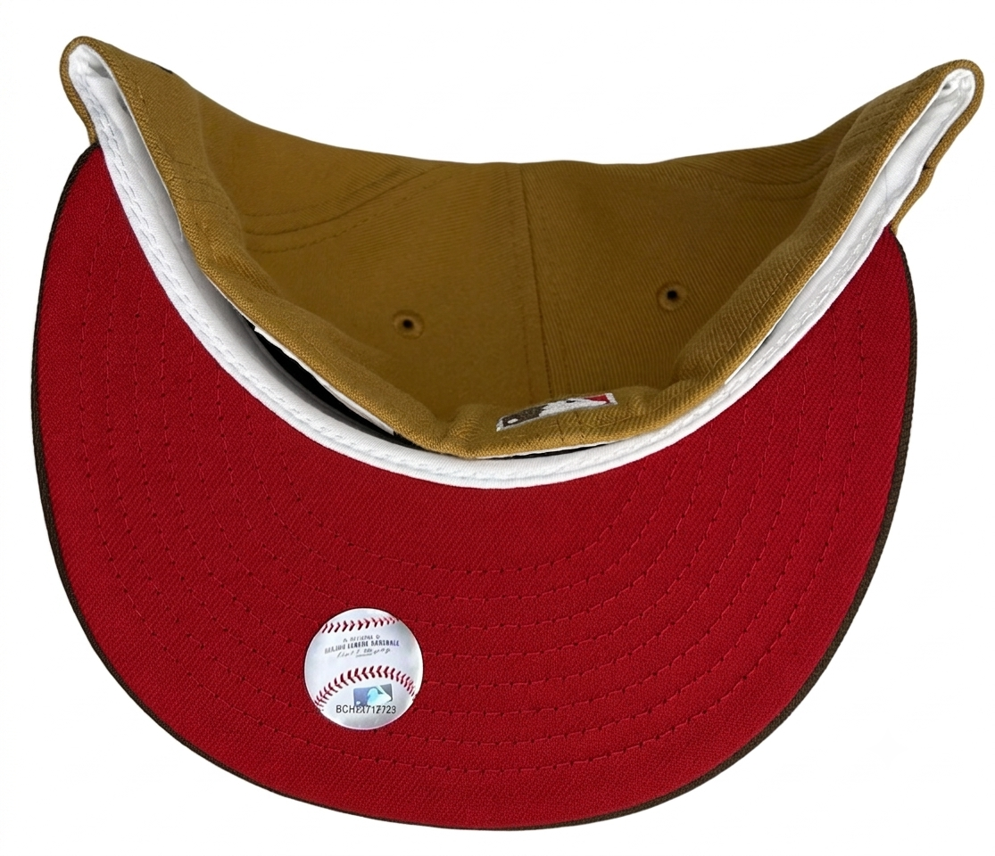New Era Seattle Mariners 59FIFTY fitted hat featuring a Panama tan crown and brown visor.