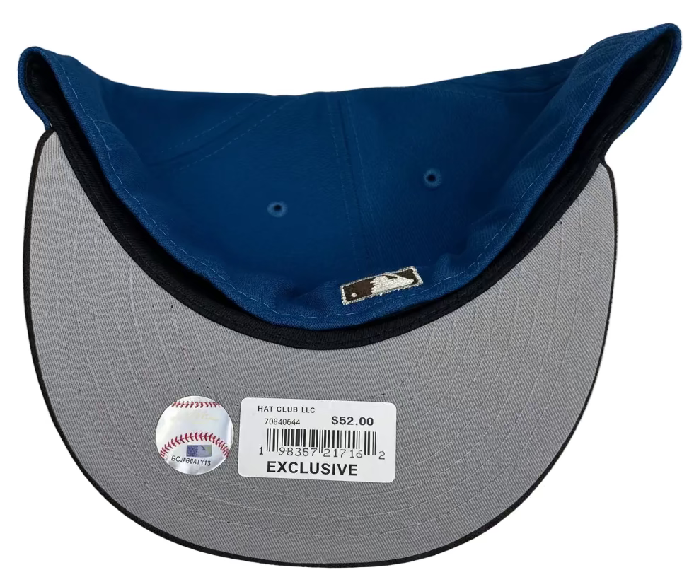 New Era Houston Astros 45th Anniversary 59FIFTY Fitted Hat featuring a blue crown and brown brim.