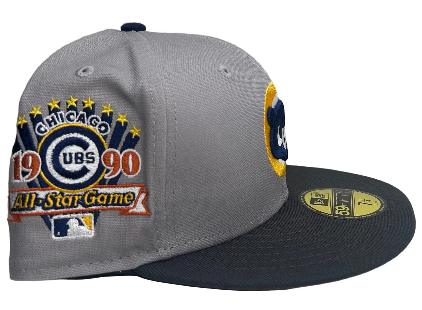 New Era Chicago Cubs 59FIFTY fitted cap featuring a gray crown and a 1990 All-Star Game side patch.