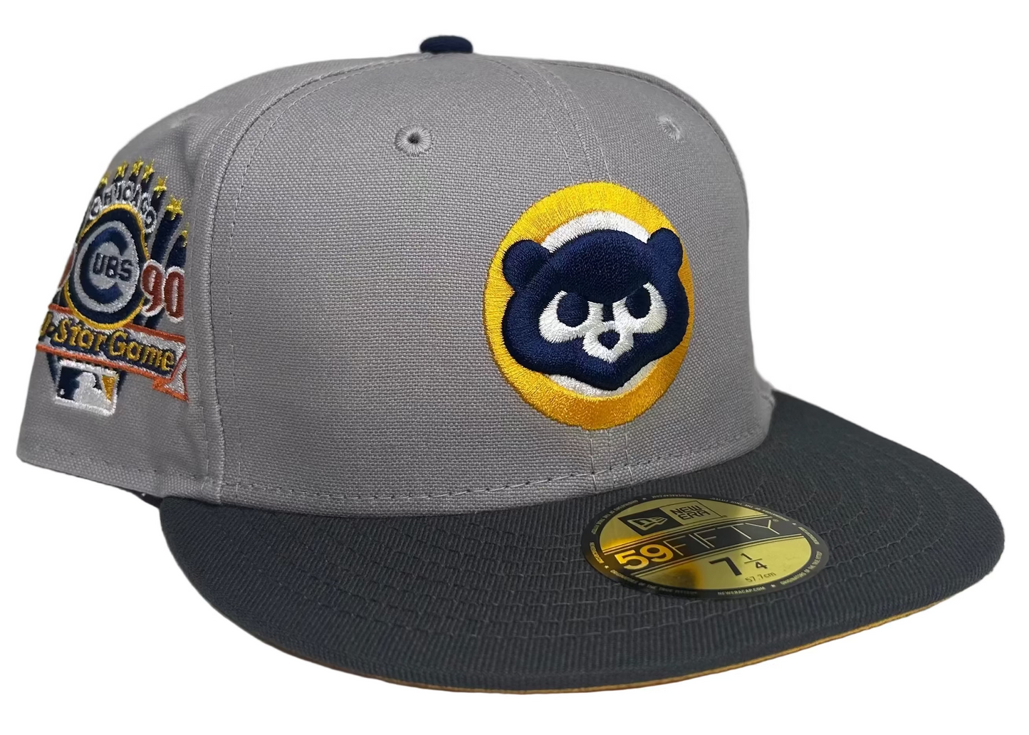 New Era Chicago Cubs 59FIFTY fitted cap featuring a gray crown and a 1990 All-Star Game side patch.