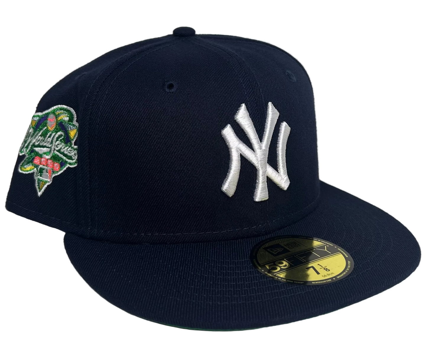 New Era New York Yankees 59FIFTY fitted cap in navy with a white embroidered "NY" logo and a 2000 World Series side patch.