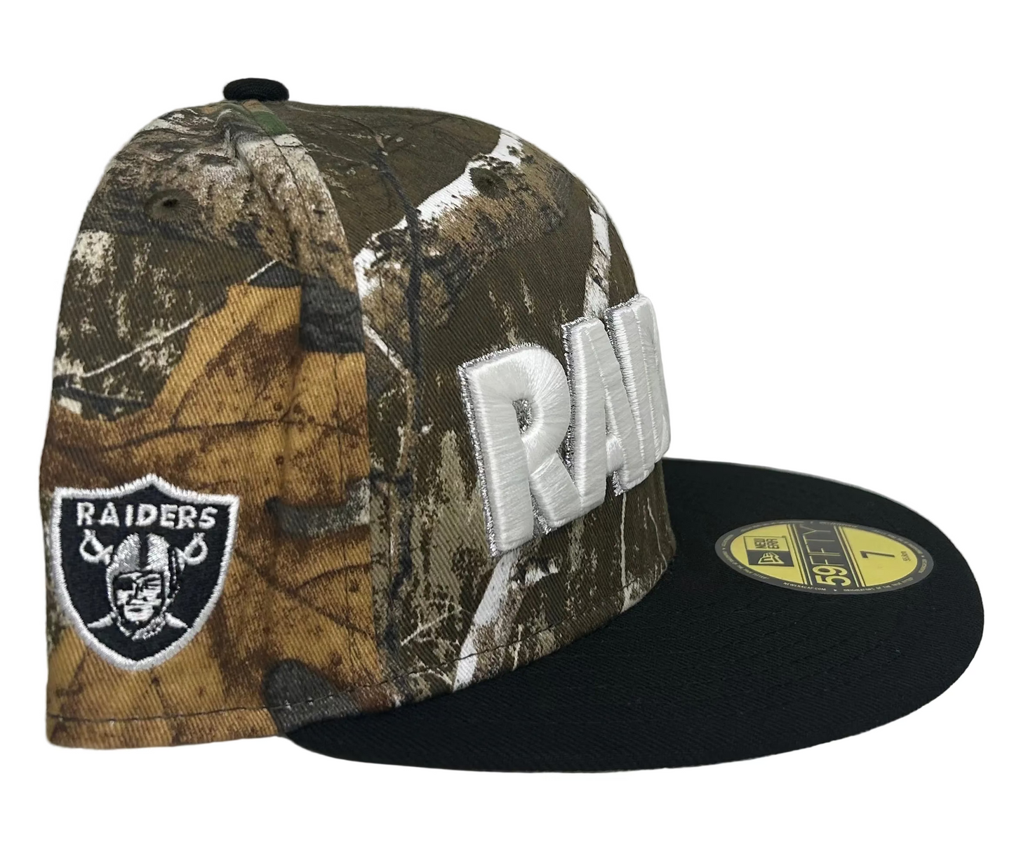 New Era Las Vegas Raiders Real Camo 59FIFTY Fitted Hat.