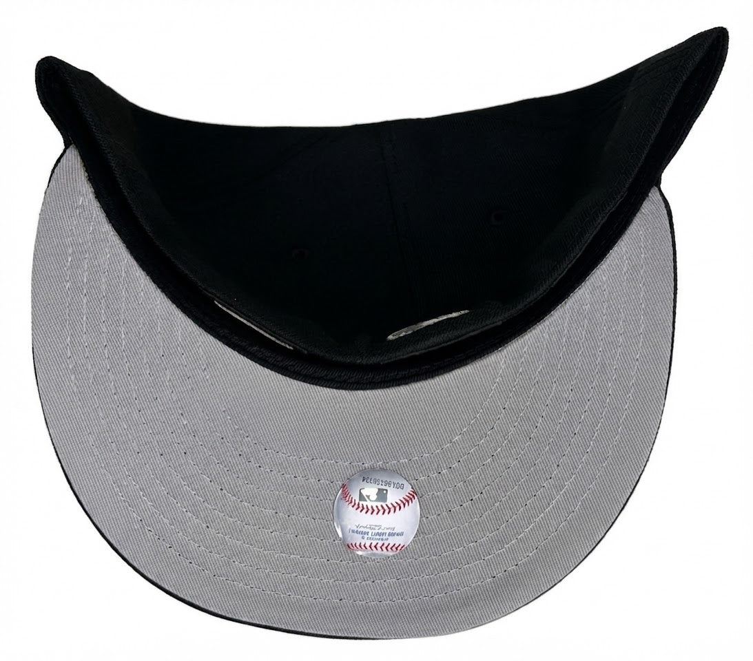 Los Angeles Angels New Era 59Fifty fitted hat featuring a silver embroidered halo "A" logo on the front and a 40th Season anniversary side patch on the right.