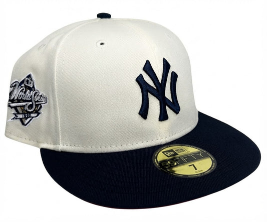 New Era 59FIFTY New York Yankees fitted hat with a 1998 World Series side patch & a Pink UV.