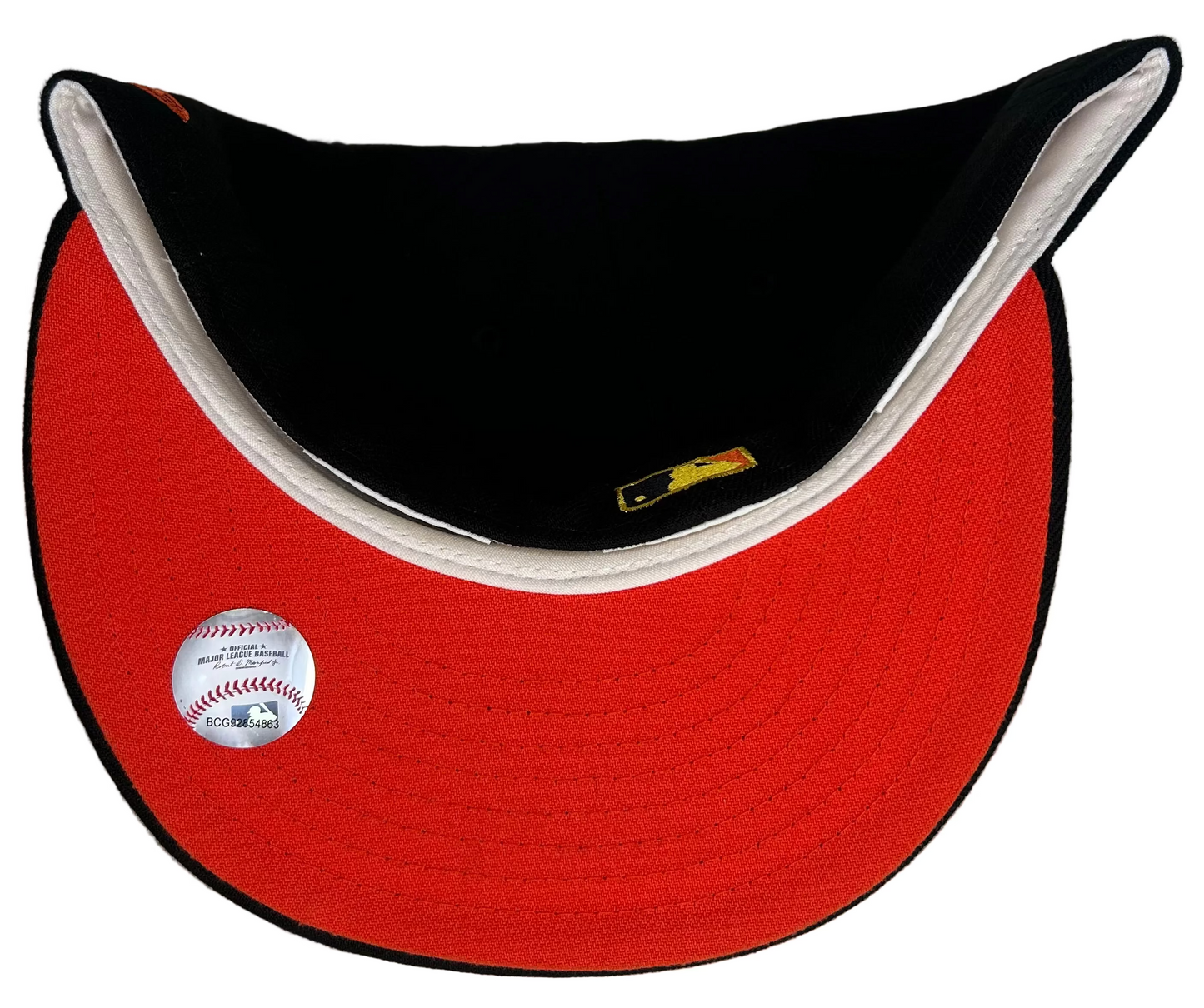 New Era 59FIFTY Chicago White Sox "Trick or Treat" / 75 Years Comiskey Park fitted hat in black with an orange/yellow rope-style team logo and a commemorative side patch.