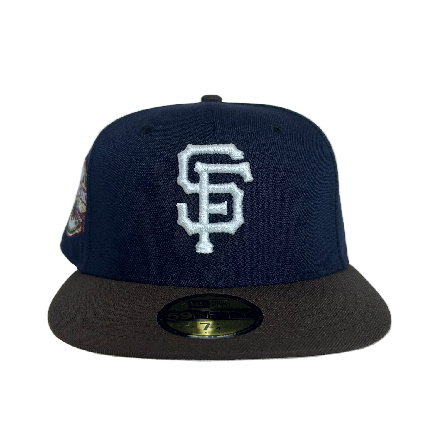 New Era 59fifty San Francisco Giants 2 tone Navy/ Brown and Beige UV Fitted Hat.