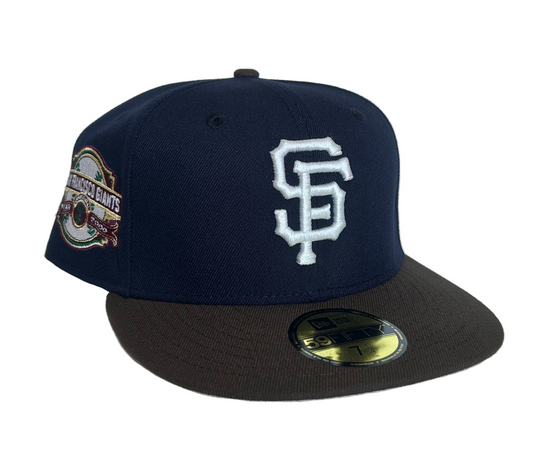 New Era 59fifty San Francisco Giants 2 tone Navy/ Brown and Beige UV Fitted Hat.