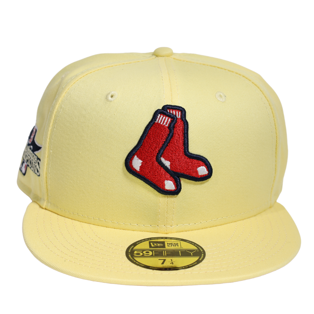 New Era Boston Red Sox 2013 World Series Champions Soft Yellow/Red UV 59FIFTY Fitted Hat