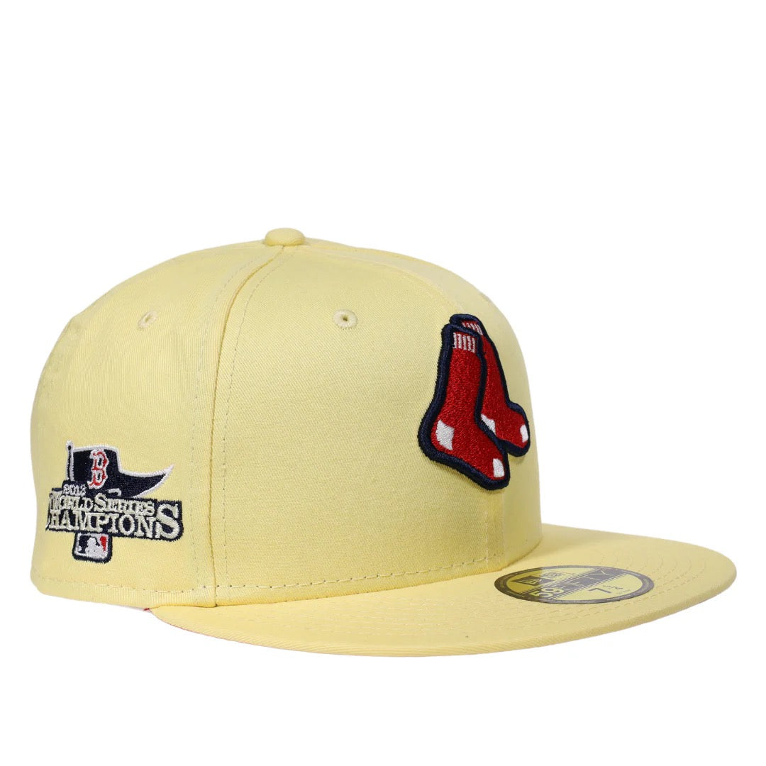 New Era Boston Red Sox 2013 World Series Champions Soft Yellow/Red UV 59FIFTY Fitted Hat