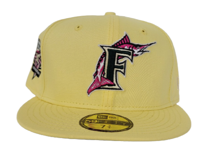 Soft Yellow Florida Marlins Dark Green Bottom 10th Anniversary Patch New Era 59Fifty Fitted