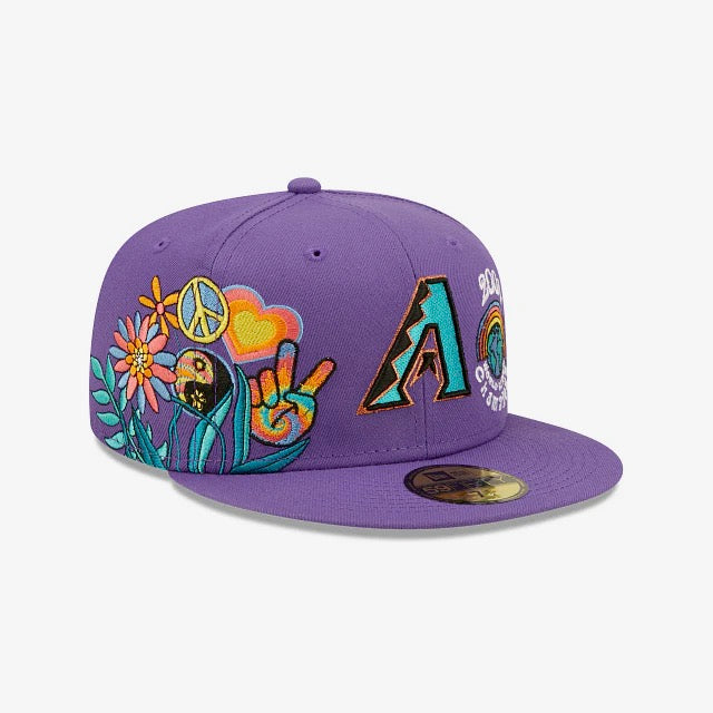 Purple Arizona Diamondbacks 2001 World Series Groovy Patch Gray Bottom 59FIFTY Fitted.