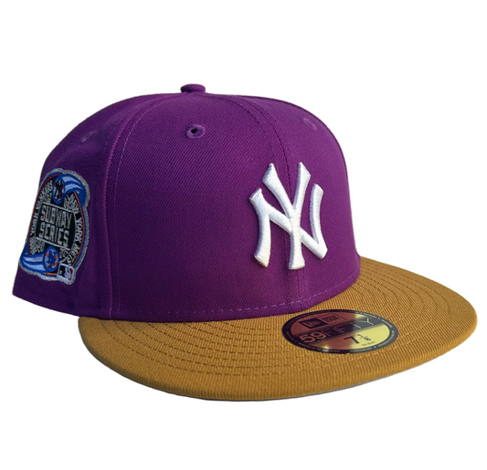 New Era “Forever” New York Yankees 2000 Subway Series Patch 59Fifty fitted hat in a purple crown and brown/gold brim.