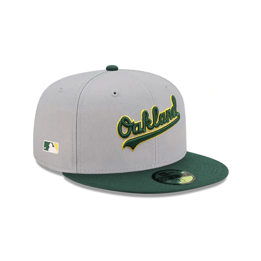 Oakland Athletics Gray / Green 2 Tone W/ Batterman Side patch New Era 59Fifty Fitted.