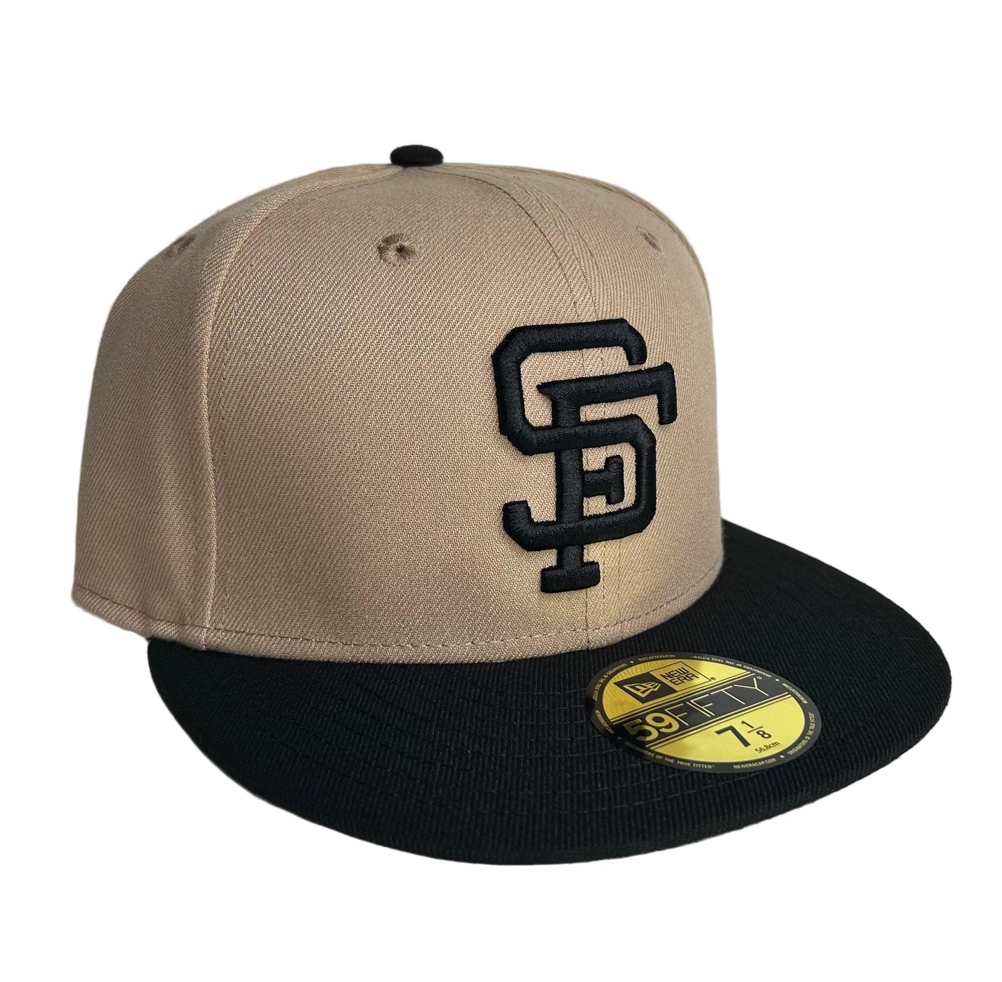 SAN FRANCISCO GIANTS FITTED NEW ERA 59FIFTY 2 TONE KHAKI/ BLACK HAT W/ GREY UV