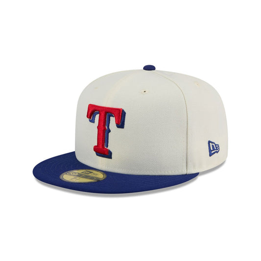 TEXAS RANGERS FITTED 59FIFTY NEW ERA CHROME BLUE/ RED HAT GREY UV