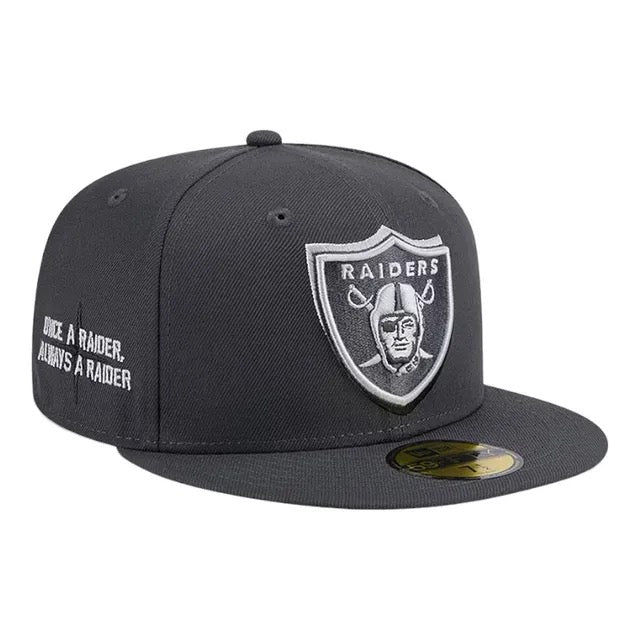 Las Vegas Raiders Graphite On Stage Official 2024 NFL Draft On Stage New Era 59FIFTY Fitted Hat