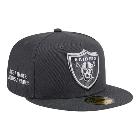 Las Vegas Raiders Graphite On Stage Official 2024 NFL Draft On Stage New Era 59FIFTY Fitted Hat