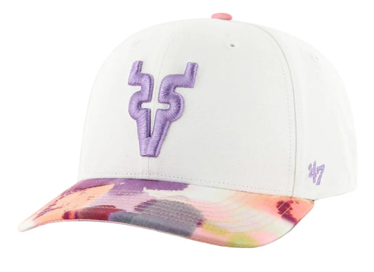 Venados De Mazatlan white and pink '47 MVP adjustable cap with a purple logo.