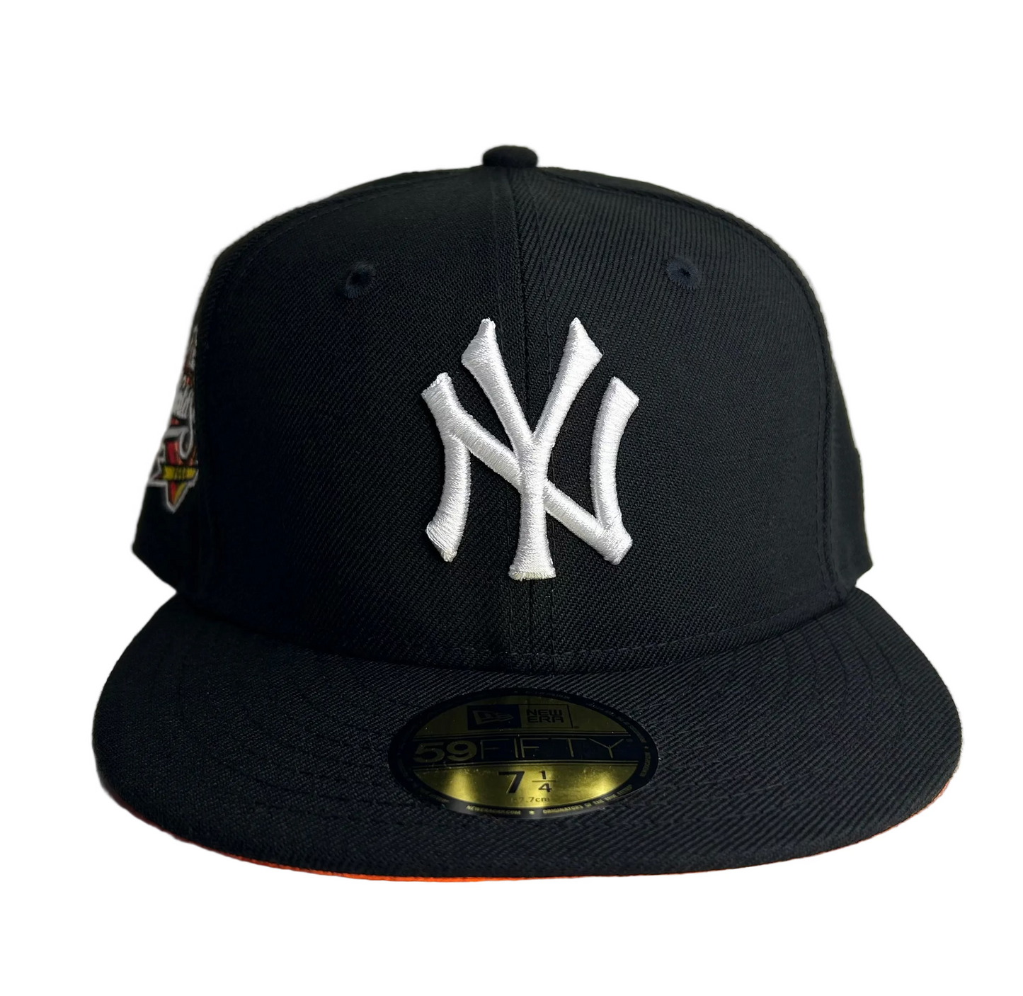 New Era New York Yankees 59FIFTY fitted cap in black with a 1998 World Series side patch an Orange UV.