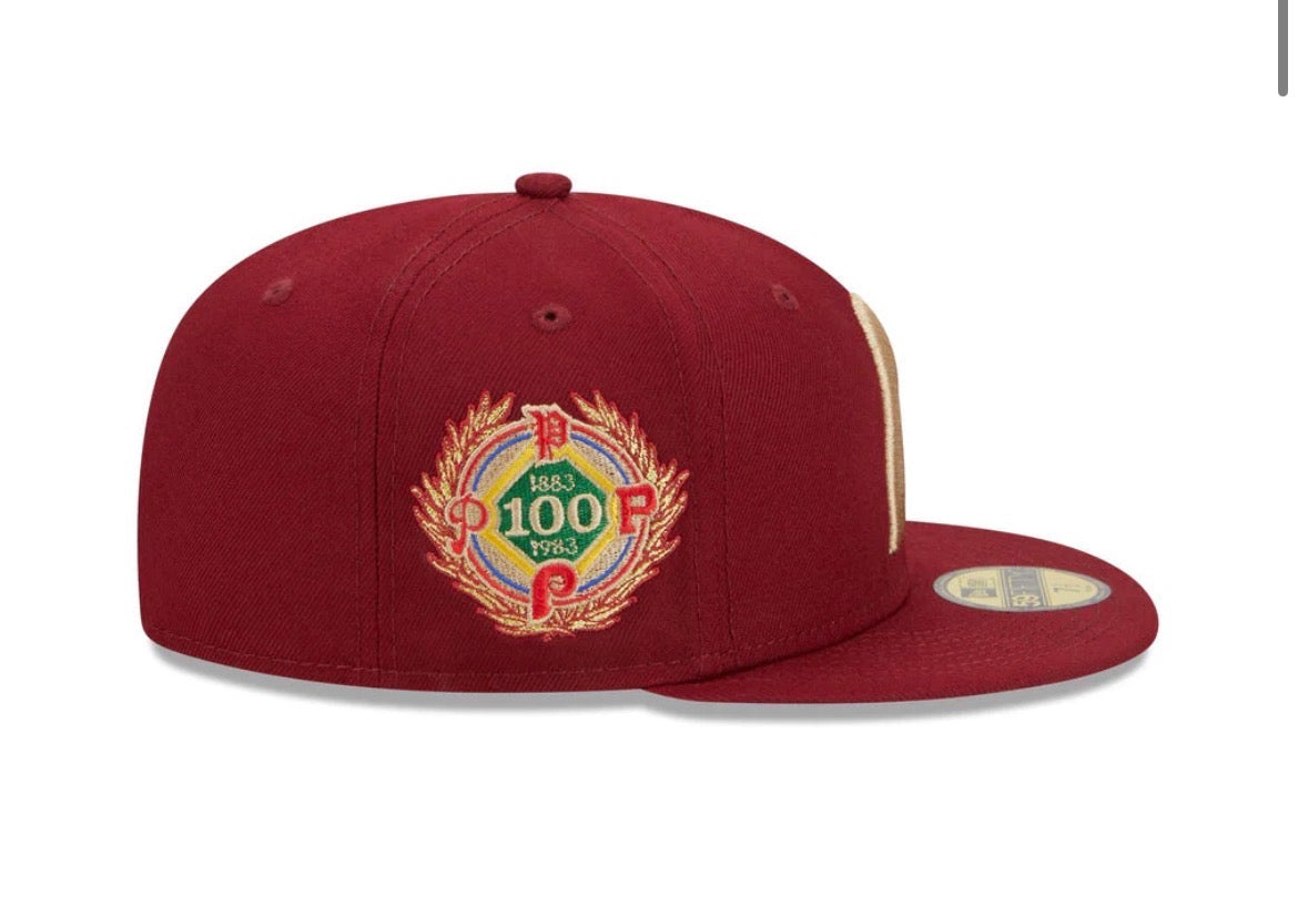 New Era PHILADELPHIA PHILLIES LAUREL SIDEPATCH 59FIFTY FITTED HAT - MAROON
