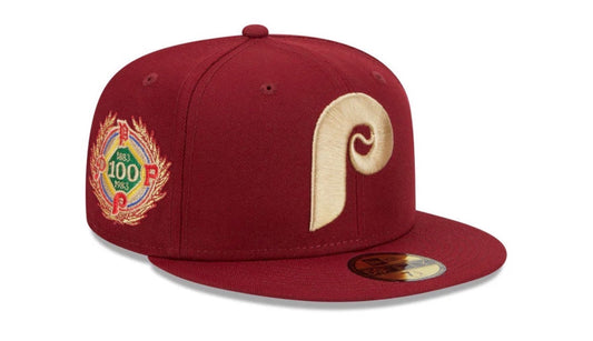 New Era PHILADELPHIA PHILLIES LAUREL SIDEPATCH 59FIFTY FITTED HAT - MAROON