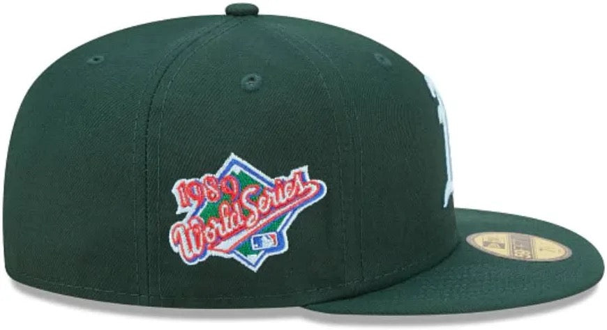 Green Oakland Athletics Clouds Bottom 1989 World Series Side Patch New Era 59Fifty Fitted