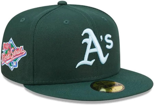 Green Oakland Athletics Clouds Bottom 1989 World Series Side Patch New Era 59Fifty Fitted