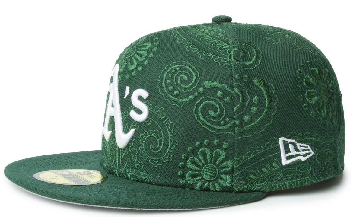 New Era 59Fifty Oakland Athletics Swirl Fitted Hat Dark Green