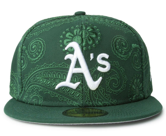 New Era 59Fifty Oakland Athletics Swirl Fitted Hat Dark Green