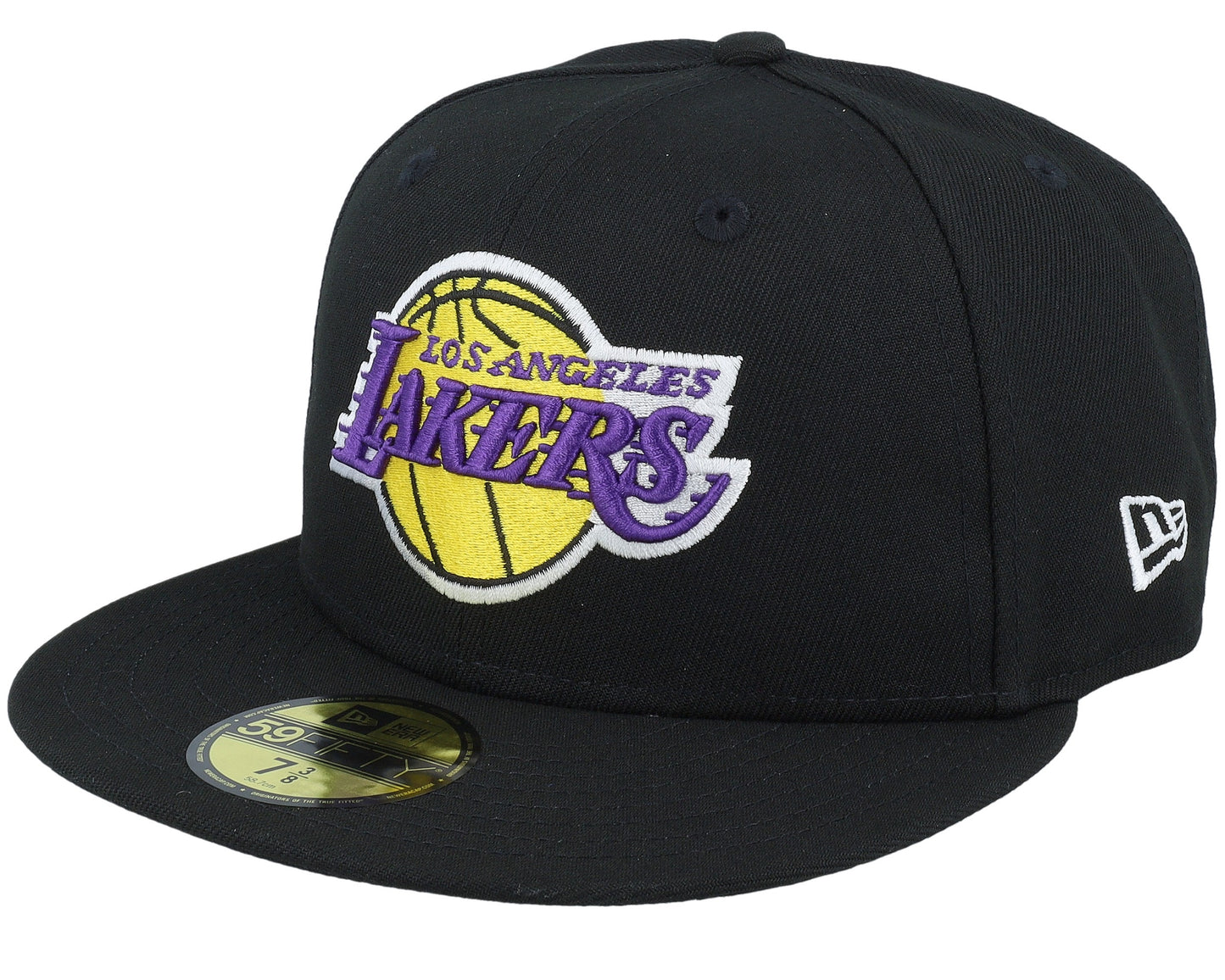 New Era 59FIFTY fitted cap featuring the Los Angeles Lakers logo in black, yellow, and purple W/ Purple Paisley UV.